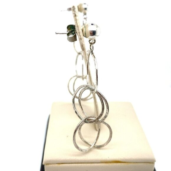 Estate Sterling Silver Wrought Circle’s Dangle Pierced Earrings!‎ 56 - Picture 4 of 6